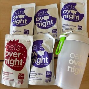 Oats Overnight 5 Pack + Shaker Bottle High Protein Gluten Free